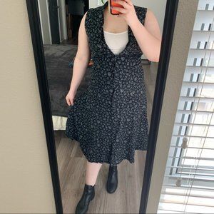 Vintage 90's Sleeveless Collared Button Down Black Maxi Dress Size 4